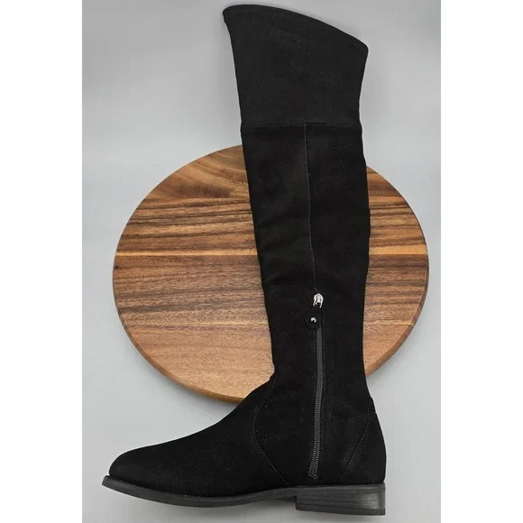 Gentle Souls Emma Boots Womens 7.5 M Black Suede Over Knee Tall Zipper Shoes - Picture 3 of 6